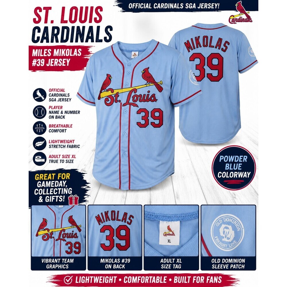 St Louis Cardinals Miles Mikolas #39 Jersey Adult XL Powder Blue SGA MLB